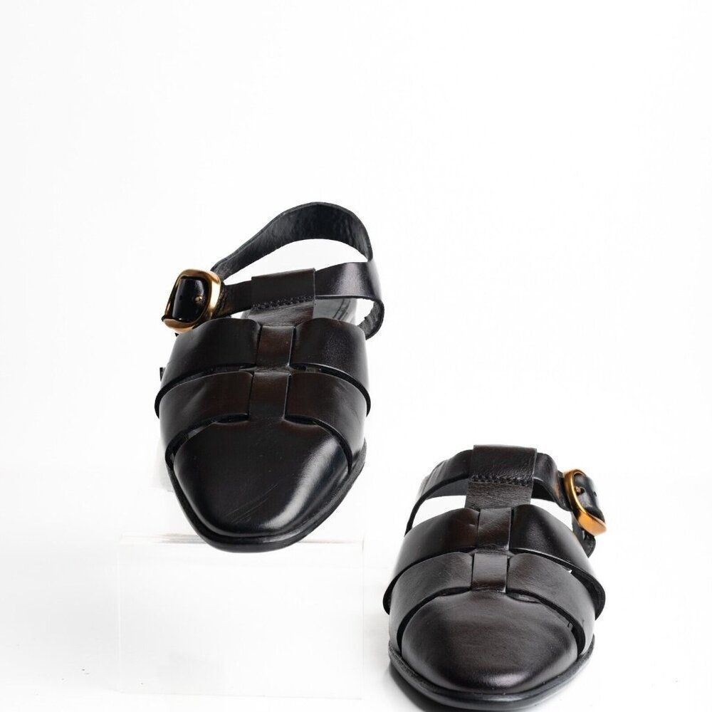 Massimo Dutti Womens Cage Sandals Flats Slingbacks EU 39 US 8 Leather wore once - Picture 4 of 8